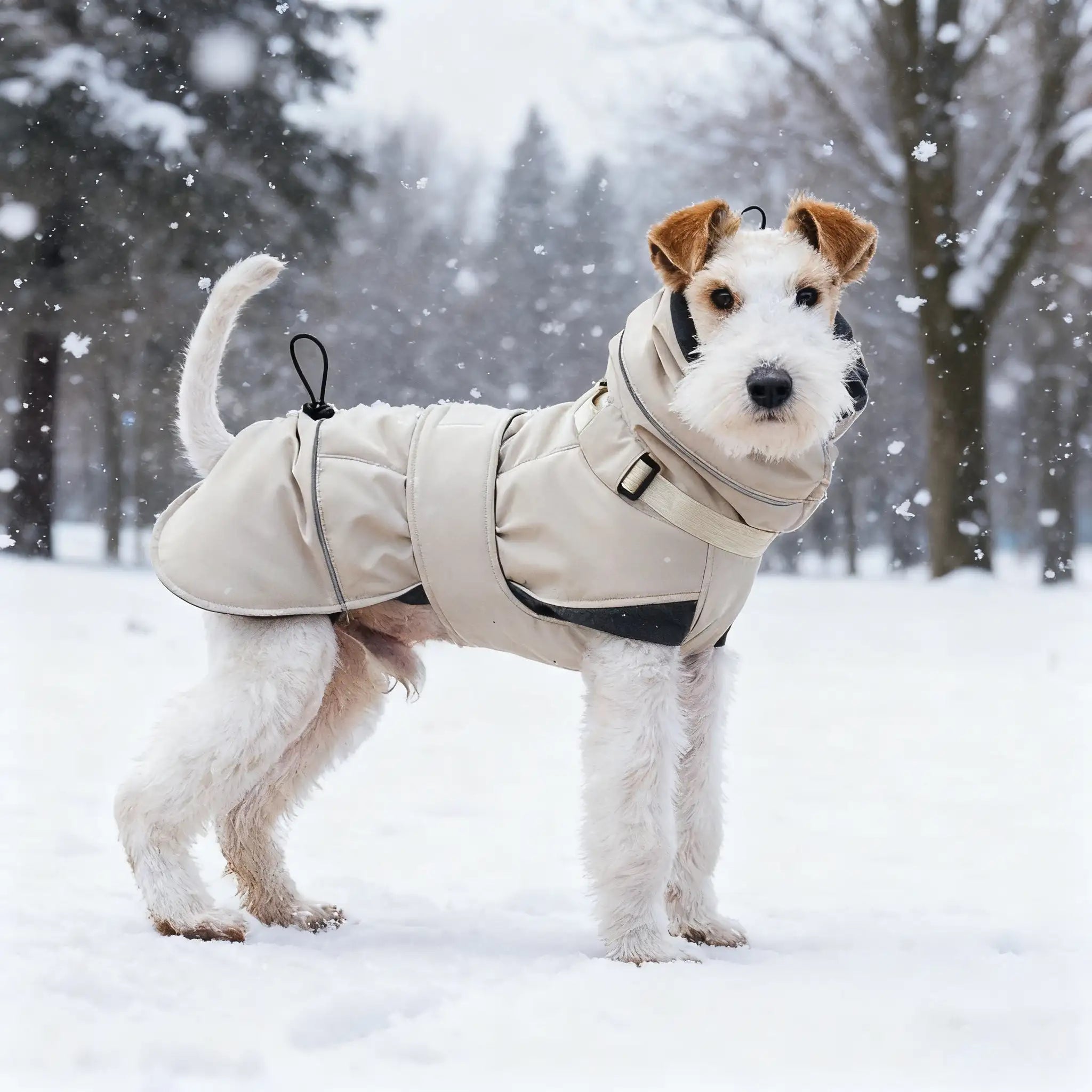 Manteau d'hiver pour chien coupe-vent à col montant, ultra-épais et chaud - Veste d'hiver ajustable 