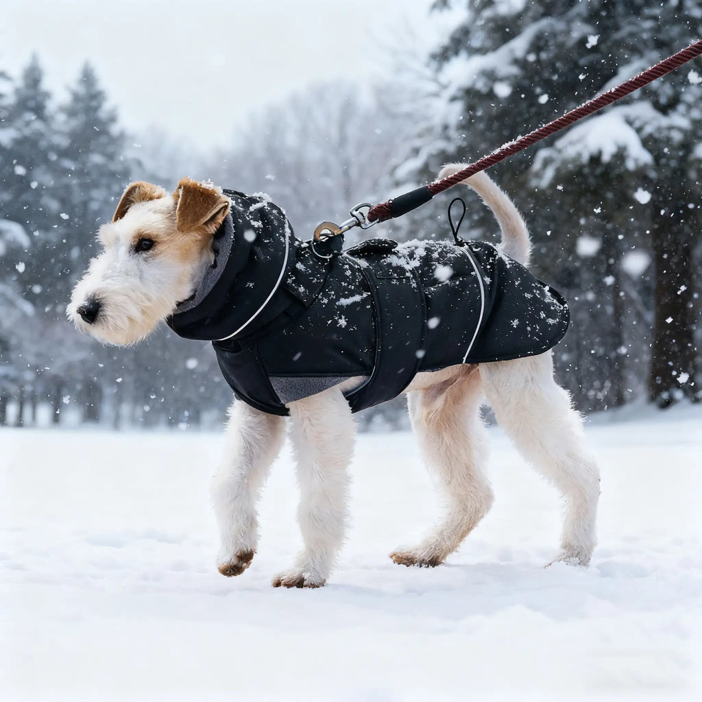 Manteau d'hiver pour chien coupe-vent à col montant, ultra-épais et chaud - Veste d'hiver ajustable 