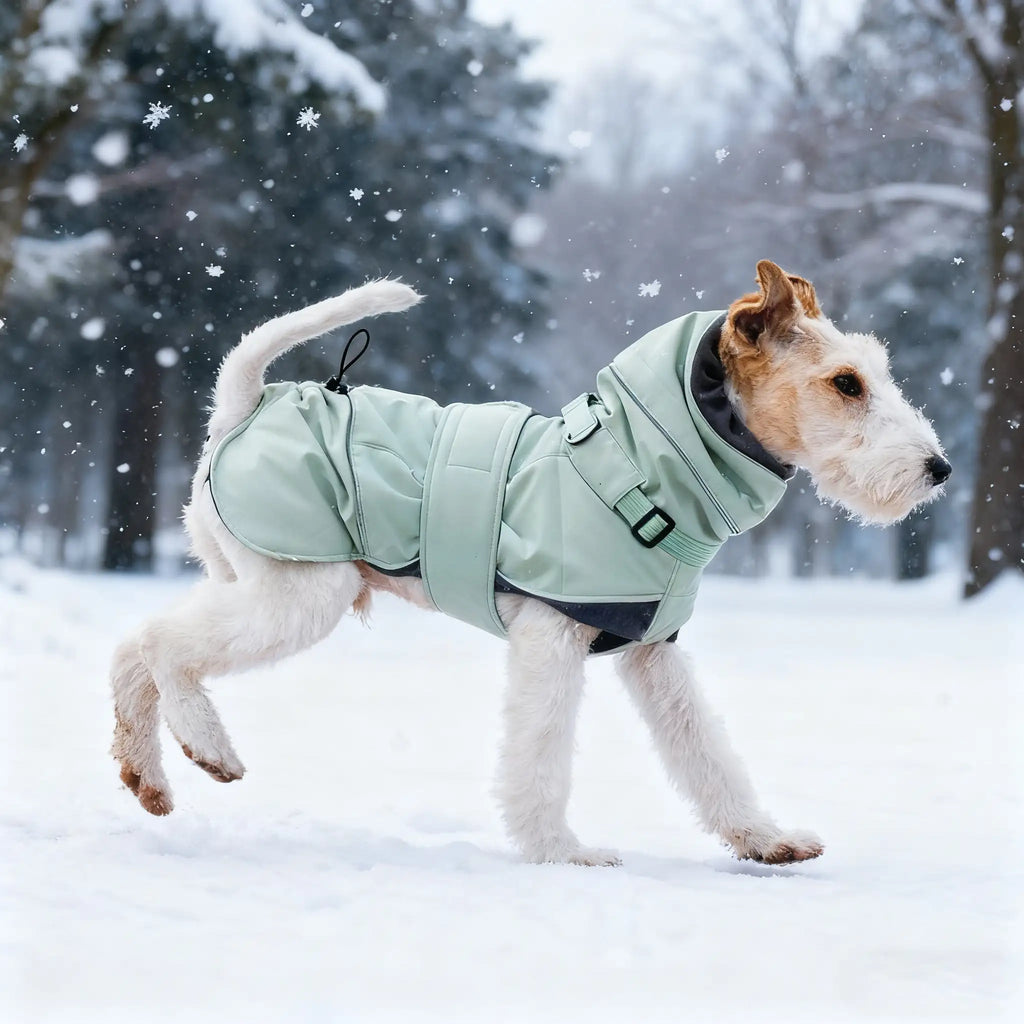 Manteau d'hiver pour chien coupe-vent à col montant, ultra-épais et chaud - Veste d'hiver ajustable 