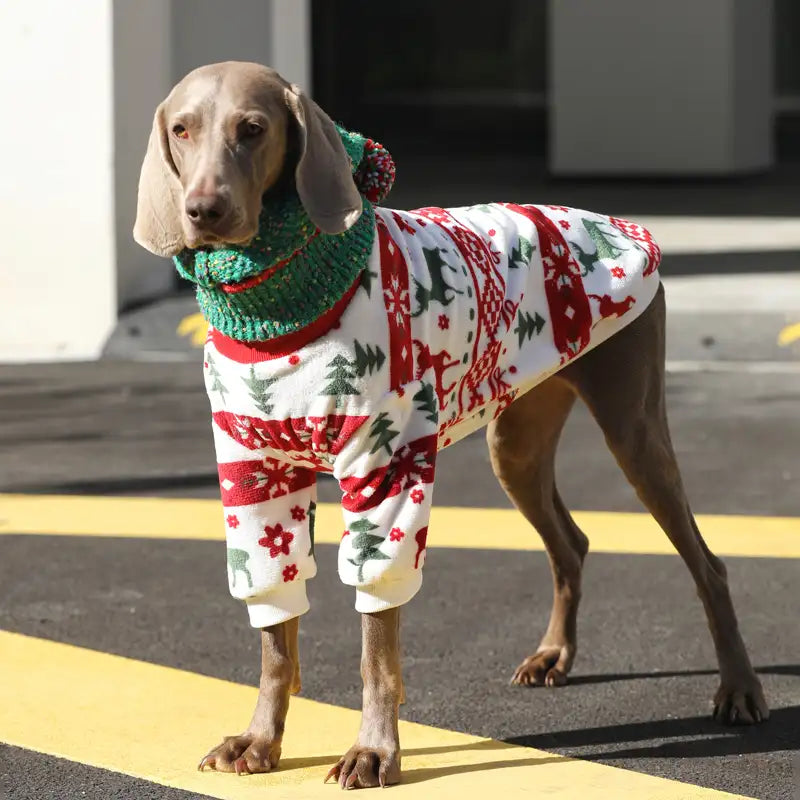 Large Dog Christmas Pajamas - Warm Flannel Winter Clothes