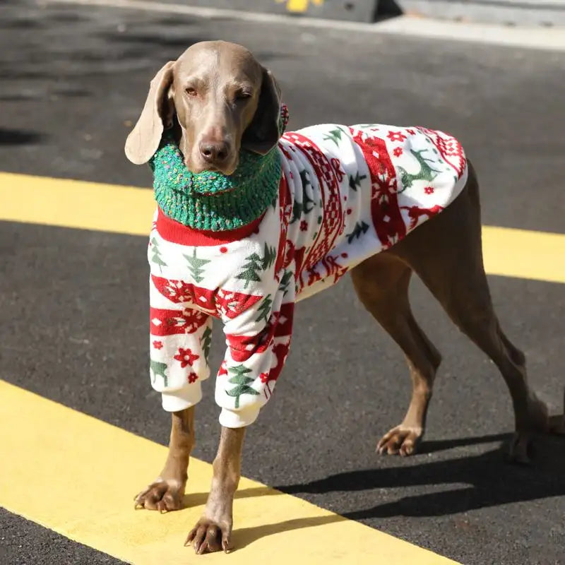 Large Dog Christmas Pajamas - Warm Flannel Winter Clothes