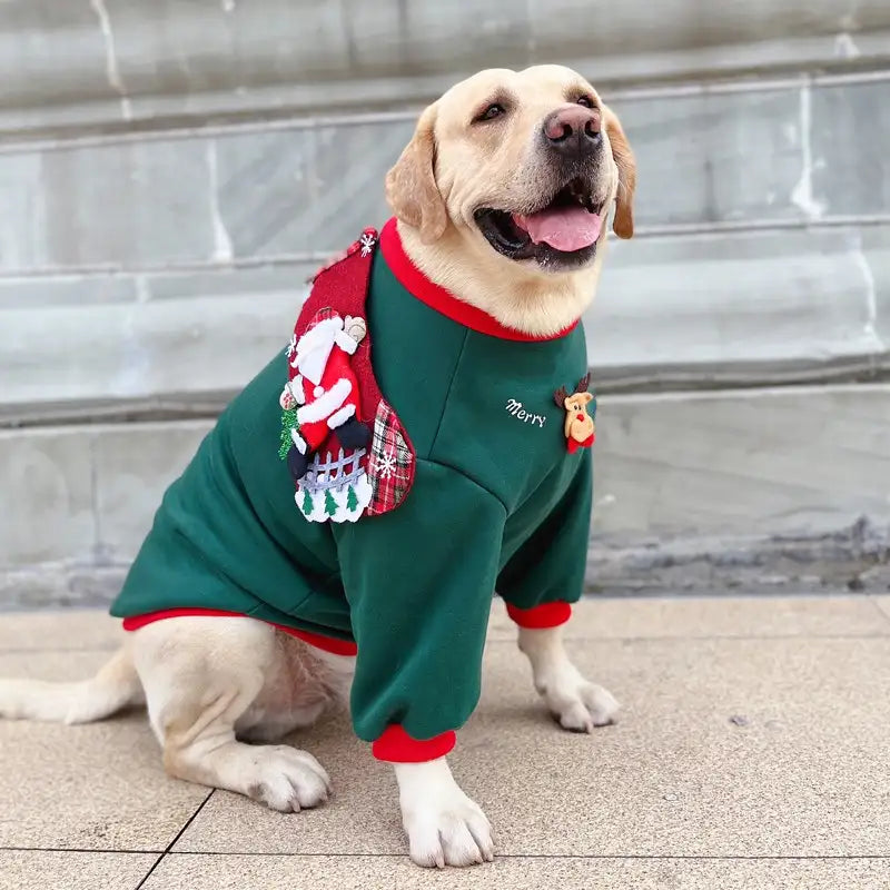 Large Dog Christmas Winter Clothes - Warm Fleece Outfit