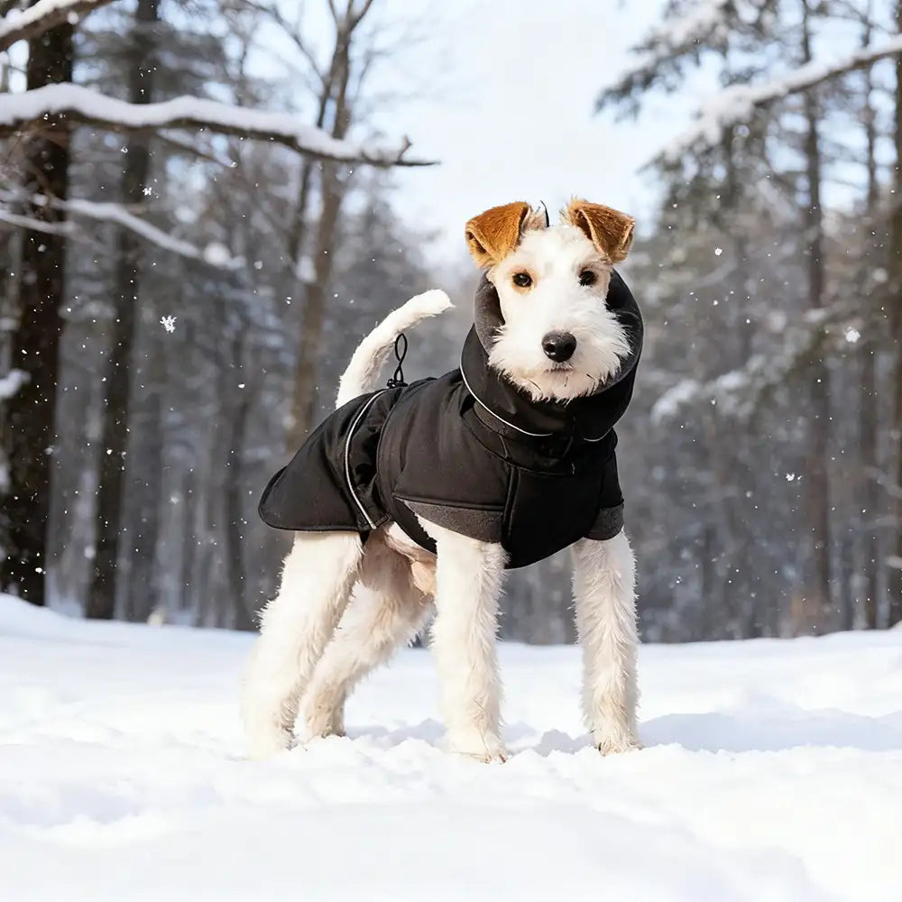 Manteau d'hiver pour chien coupe-vent à col montant, ultra-épais et chaud - Veste d'hiver ajustable 