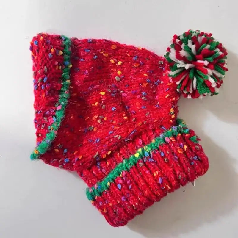 Elf Knit Christmas Hat for Dogs - Cute Polka Dot Winter Hat for Large Dogs Labrador Doberman Golden Retriever