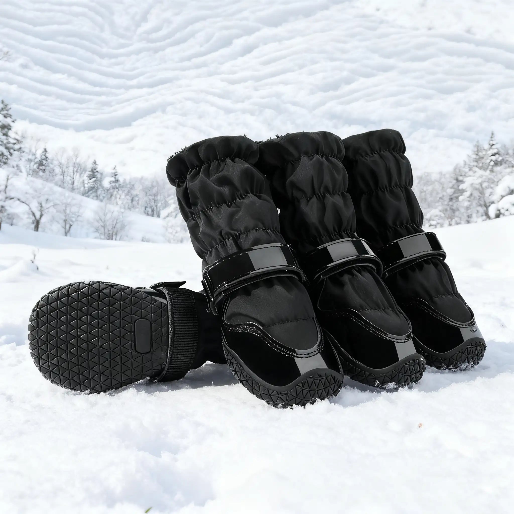 Bottes pour chien Labrador (lot de 4) - Bottes d'hiver imperméables et doublées d'une épaisse polaire 