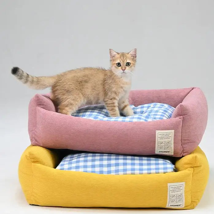 Kittyoo Corduroy Pet Bed - Warm & Cozy for Autumn/Winter