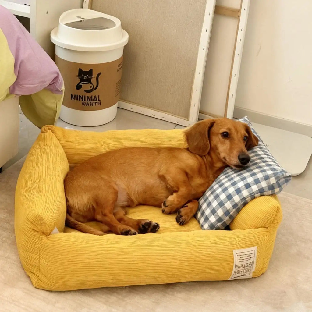 Kittyoo Corduroy Pet Bed - Warm & Cozy for Autumn/Winter