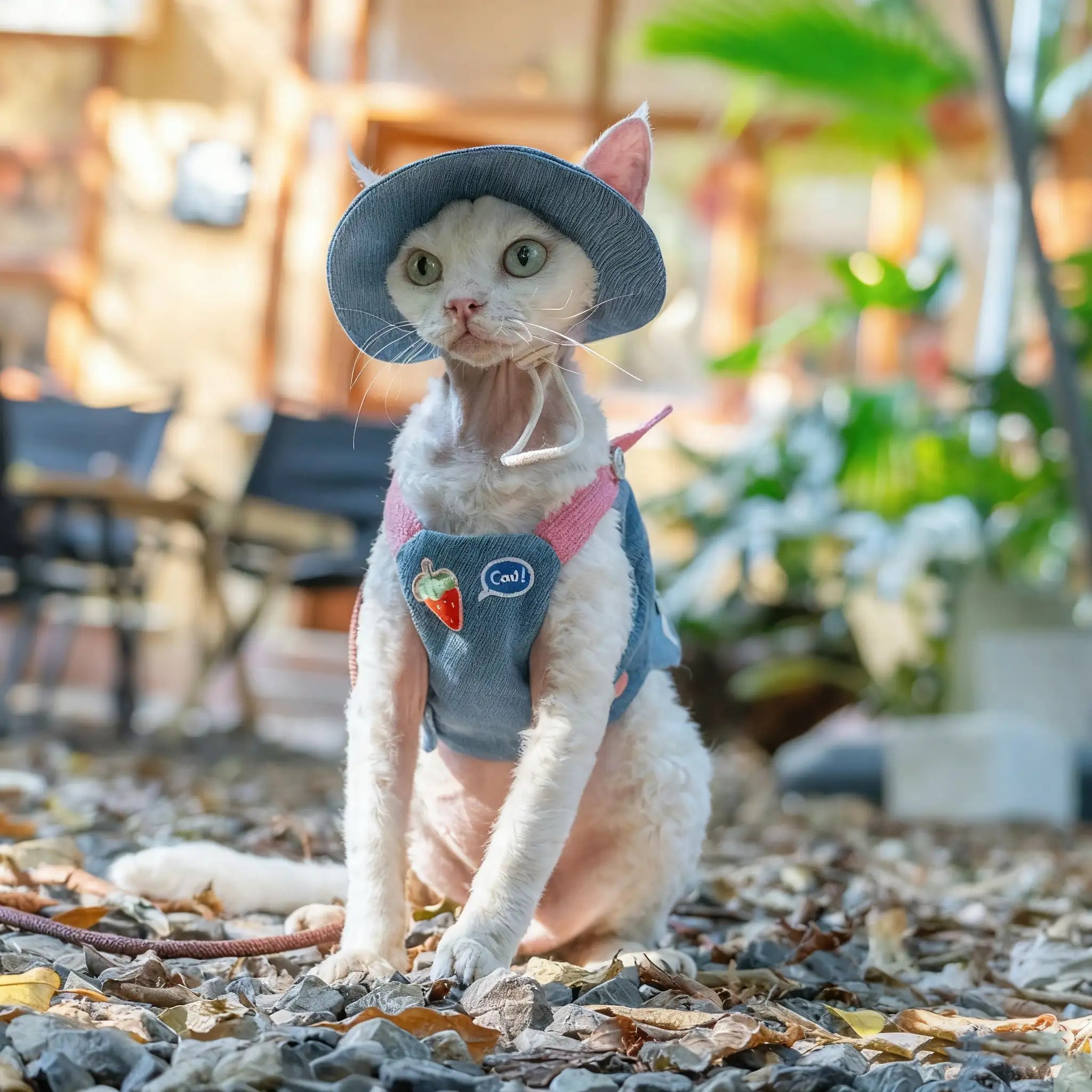 Kittyoo Outdoor Denim Vest with Leash for Pets