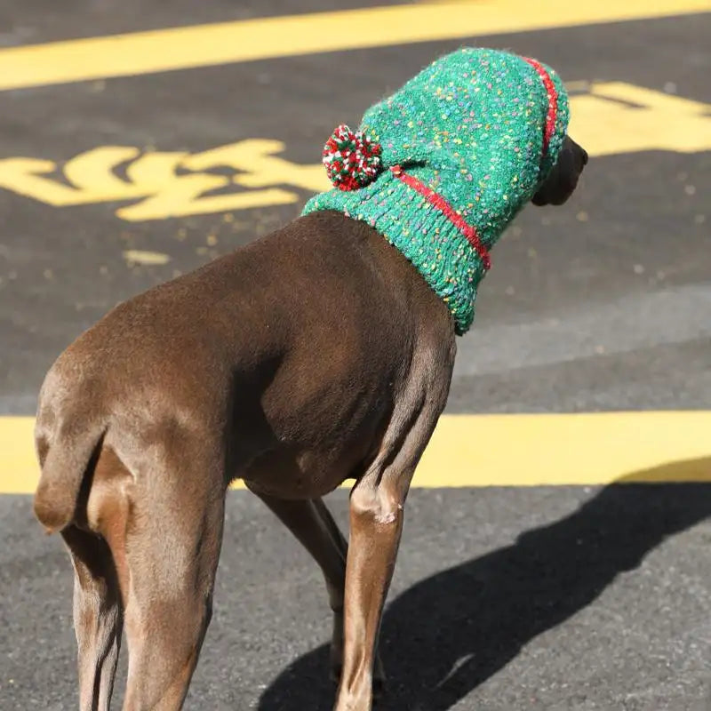 Elf Knit Christmas Hat for Dogs - Cute Polka Dot Winter Hat for Large Dogs Labrador Doberman Golden Retriever