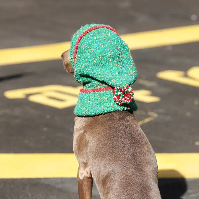 Elf Knit Christmas Hat for Dogs - Cute Polka Dot Winter Hat for Large Dogs Labrador Doberman Golden Retriever