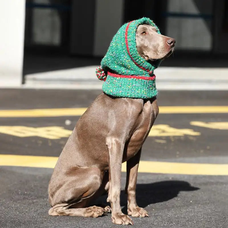 Elf Knit Christmas Hat for Dogs - Cute Polka Dot Winter Hat for Large Dogs Labrador Doberman Golden Retriever