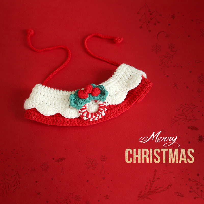 Christmas Pet Accessories - Knitted Hats Collars Bibs Scarves
