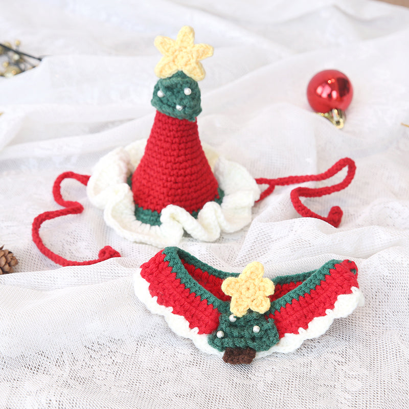 Christmas Pet Accessories - Knitted Hats Collars Bibs Scarves
